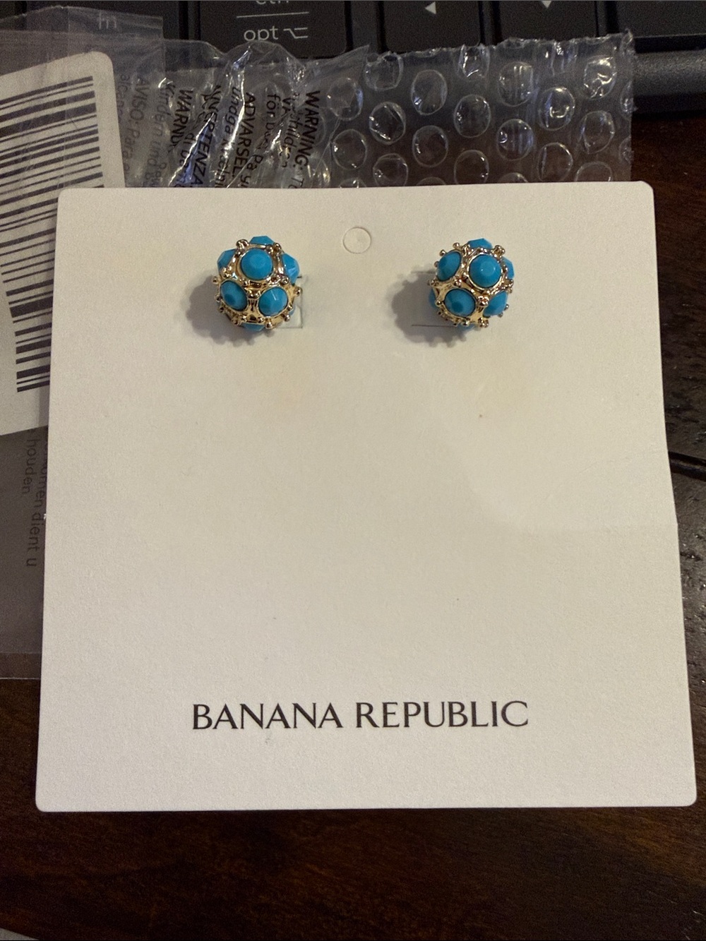 NEW Banana Republic OOC Fireball Stud Earrings | Turquoise + Gold Orb Studs
